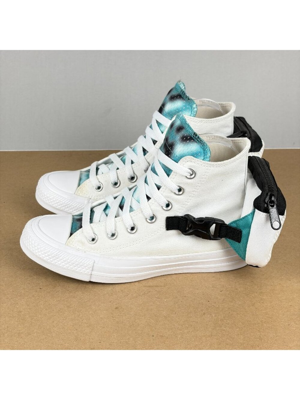 Converse Chuck Taylor All Star Buckle Up High Top Shoes Womens 5 White Teal